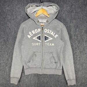 Aeropostale Womens Gray Surf Team Full Zip Hoodie Sweatshirt XS